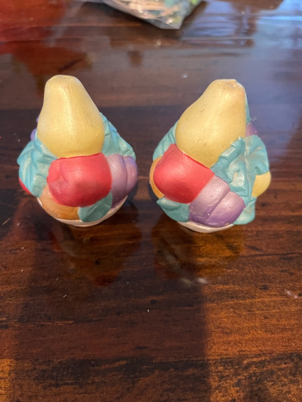 Multicolor Ceramic Fruit Salt and Pepper Shaker Set - Pastel Fruit Motif